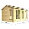 4.5m X 3.5m (15 X 12) Apex Reverse Log Cabin (2076) - Double Glazing + Double Doors - 34mm Wall Thickness