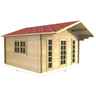 4m X 4m (13 X 13) Apex Log Cabin (2051) - Double Glazing + Single Door - 34mm Wall Thickness