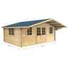 5m X 4m (16 X 13) Apex Log Cabin (2109) - Double Glazing + Double Doors - 34mm Wall Thickness