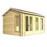 3.5m X 3.5m (12 X 12) Apex Reverse Log Cabin (2039) - Double Glazing + Double Door - 34mm Wall Thickness