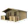 4m X 4m (13 X 13) Apex Log Cabin (2046) - Double Glazing + Double Doors - 34mm Wall Thickness