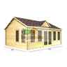 5.5m X 4.0m (18 X 13) Apex Reverse Log Cabin (4997) - Double Glazing + Double Doors - 44mm Wall Thickness
