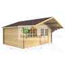 4.5m X 3m (15 X 10) Apex Log Cabin (2081) - Double Glazing + Double Doors - 34mm Wall Thickness