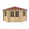 3m X 3m (10 X 10) Corner Log Cabin (2036) - Double Glazing + Double Doors - 34mm Wall Thickness