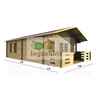5m X 7m (16 X 23) Apex Log Cabin (2097) -  Double Glazing + Double Door - 44mm Wall Thickness
