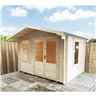 3.3m x 2.4m Premier Log Cabin With Half Glazed Double Doors And Single Window Front + Free Extra Side Window And Floor & Felt (19mm) (show Site)