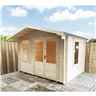 3.3m X 2.4m Premier Log Cabin With Half Glazed Double Doors And Single Window Front + Free Extra Side Window And Floor & Felt (19mm) (show Site)