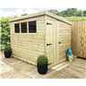 6 X 4 Pressure Treated Tongue And Groove Pent Shed With 3 Windows And Side Door + Safety Toughened Glass (please Select Left Or Right Panel For Door)