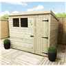 7 X 5 Pressure Treated Tongue And Groove Pent Shed With 2 Windows And Single Door + Safety Toughened Glass (please Select Left Or Right Door)