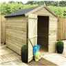 7 X 5 Premier Windowless Pressure Treated Tongue And Groove Apex Shed With Higher Eaves And Ridge Height And Single Door - 12mm Tongue And Groove Walls, Floor And Roof