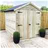 6 X 6 Windowless Premier Pressure Treated Tongue And Groove Apex Shed With Higher Eaves And Ridge Height And Double Doors - 12mm Tongue And Groove Walls, Floor And Roof