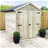 8 X 6 Windowless Premier Pressure Treated Tongue And Groove Apex Shed With Higher Eaves And Ridge Height And Double Doors - 12mm Tongue And Groove Walls, Floor And Roof