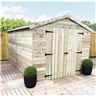 12 x 8 Windowless Premier Pressure Treated Tongue And Groove Apex Shed With Higher Eaves And Ridge Height And Double Doors - 12mm Tongue and Groove Walls, Floor and Roof
