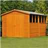 12 X 8 - Overlap Dip Treated - Apex Garden Shed - 6 Windows - Double Doors