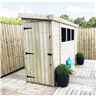 6 X 3 Reverse Pressure Treated Tongue And Groove Pent Shed With 3 Windows And Single Door + Safety Toughened Glass  (please Select Left Or Right Panel For Door)