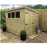 9 x 4 Pressure Treated Tongue And Groove Pent Shed With 3 Windows And Side Door + Safety Toughened Glass  (please Select Left Or Right Panel For Door)
