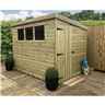 9 X 4 Pressure Treated Tongue And Groove Pent Shed With 3 Windows And Side Door + Safety Toughened Glass  (please Select Left Or Right Panel For Door)