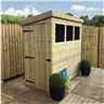 6 X 3 Pressure Treated Tongue And Groove Pent Shed With 3 Windows And Side Door + Safety Toughened Glass (please Select Left Or Right Panel For Door)