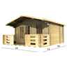 4m X 3m (13 X 10) Apex Log Cabin (2045) - Double Glazing + Double Door - 44mm Wall Thickness