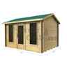3.5m X 2.5m (12 X 8) Apex Log Cabin (2038) - Double Glazing + Single Door - 70mm Wall Thickness