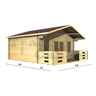 5m X 5m (16 X 16) Apex Log Cabin (2094) - Double Glazing + Double Doors - 44mm Wall Thickness