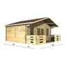 5m X 5m (16 X 16) Apex Log Cabin (2094) - Double Glazing + Double Doors - 70mm Wall Thickness
