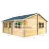 5.5m X 5m (18 X 16) Apex Reverse Log Cabin (2111) - Double Glazing + Single Door - 70mm Wall Thickness