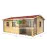 5.5m X 3.5m (18 X 12) Apex Reverse Log Cabin (2114) - Double Glazing + Double Doors - 44mm Wall Thickness
