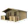 4m X 4m (13 X 13) Apex Log Cabin (2046) - Double Glazing + Double Doors - 70mm Wall Thickness