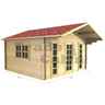 4m X 4m (13 X 13) Apex Log Cabin (2051) - Double Glazing + Single Door - 44mm Wall Thickness