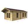 3m X 7m (10 X 23) Apex Log Cabin (2018) - Double Glazing + Double Doors - 44mm Wall Thickness