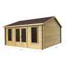 4.5m X 4.5m (15 X 15) Apex Reverse Log Cabin (2077) - Double Glazing + Double Doors - 44mm Wall Thickness