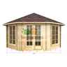 4.5m X 4.5m (15 X 15) Octagonal Log Cabin (2082) - Double Glazing + Double Doors - 70mm Wall Thickness