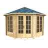 3.5m X 3.5m (12 X 12) Octagonal Log Cabin (2043) -  Double Glazing + Double Doors - 44mm Wall Thickness