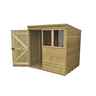 7 x 5 (2.01m x 1.62m) Pressure Treated Pent Tongue And Groove Shed With Single Door And 2 Windows