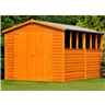 12 X 6 - Overlap Dip Treated - Apex Garden Shed - 6 Windows - Double Doors