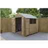 7ft x 7ft (2.2m x 2.1m) Pressure Treated Overlap Apex Wooden Garden Shed With Double Doors And 2 Windows - Modular