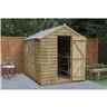 Installed 8ft x 6ft (2.4m x 1.9m) Pressure Treated Overlap Apex Wooden Garden Shed With Single Door - Modular Design - Core