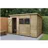 10ft x 6ft (1.9m x 3.1m) Pressure Treated Overlap Pent Shed With Single Door And 2 Windows - Modular