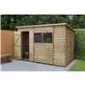 10ft X 6ft (1.9m X 3.1m) Pressure Treated Overlap Pent Shed With Single Door And 2 Windows - Modular