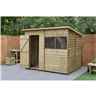 8ft x 6ft (2.4m x 1.9m) Pressure Treated Overlap Pent Shed With Single Door And 2 Windows - Modular - Core