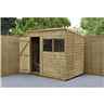 7ft x 5ft (1.5m x 2.1m) Pressure Treated Overlap Pent Shed With Single Door And 2 Windows - Modular